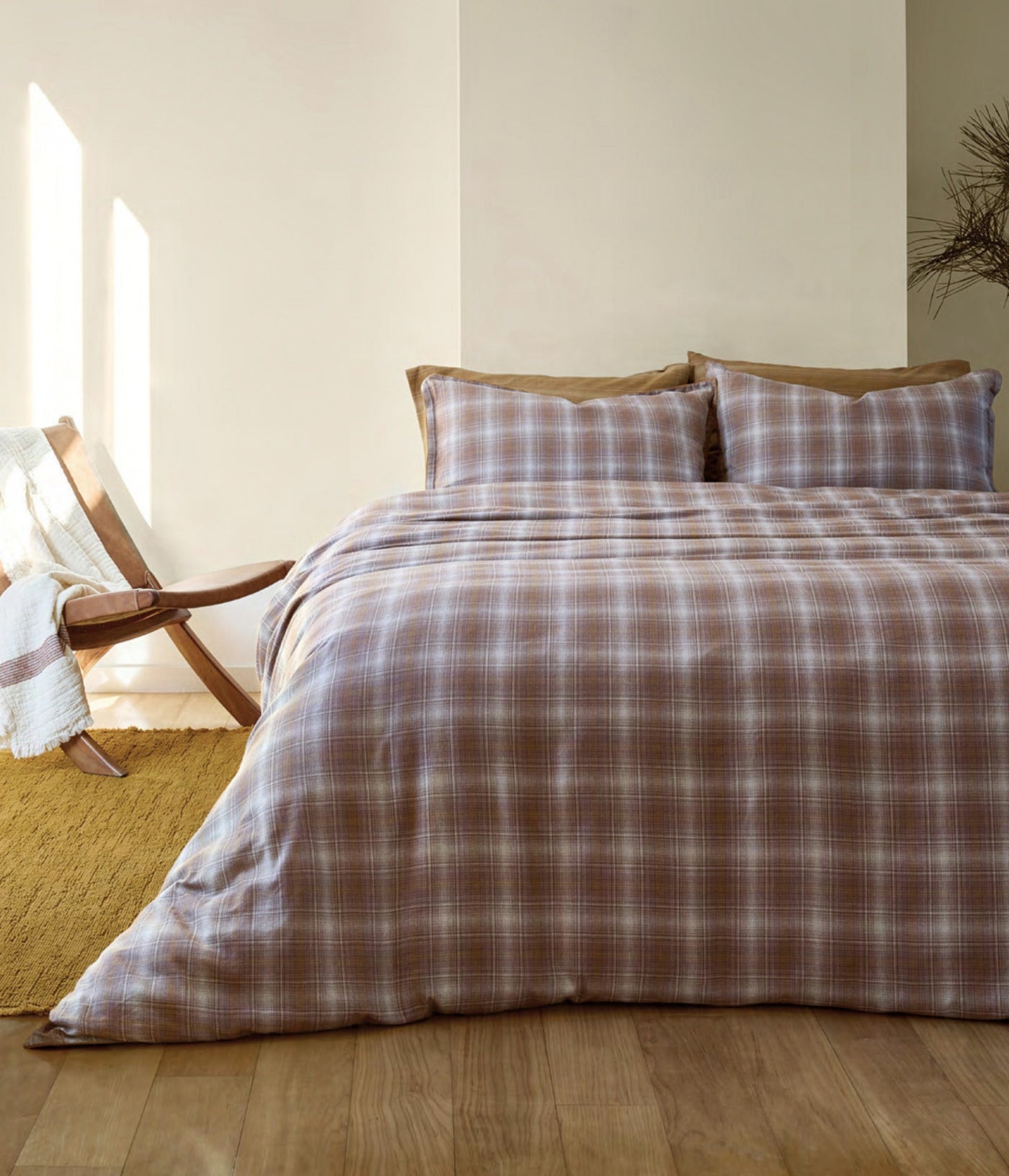 Funda almohada Franela Algodón malva